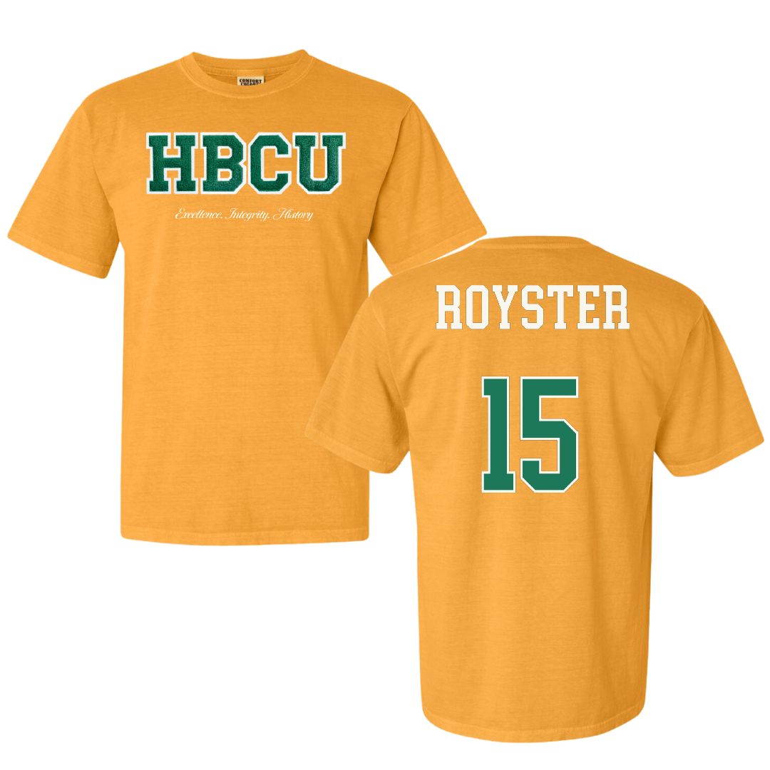 Norfolk State University Baseball Gold HBCU Varsity Comfort Colors Tee - #15 Liam Royster