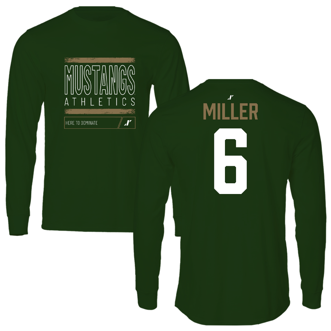 Cal Poly Soccer Forest Green Dominate Mustang Long Sleeve - #6 Jackson Miller