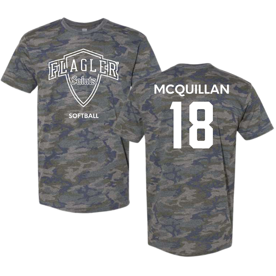 Flagler College Softball Vintage Camo Tee - #18 Kiley McQuillan