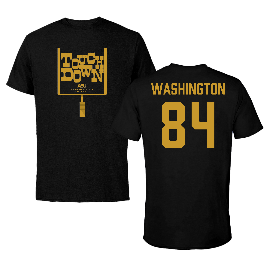 Alabama State University Football Black Touchdown Tee - #84 Joshua Washington