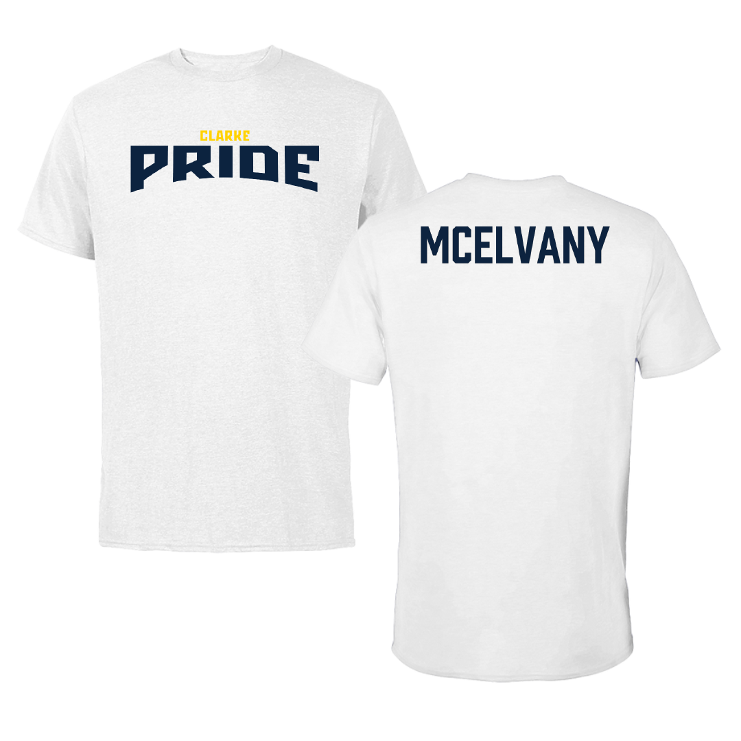 Clarke University Bowling (M) White Classic Tee - Mason McElvany