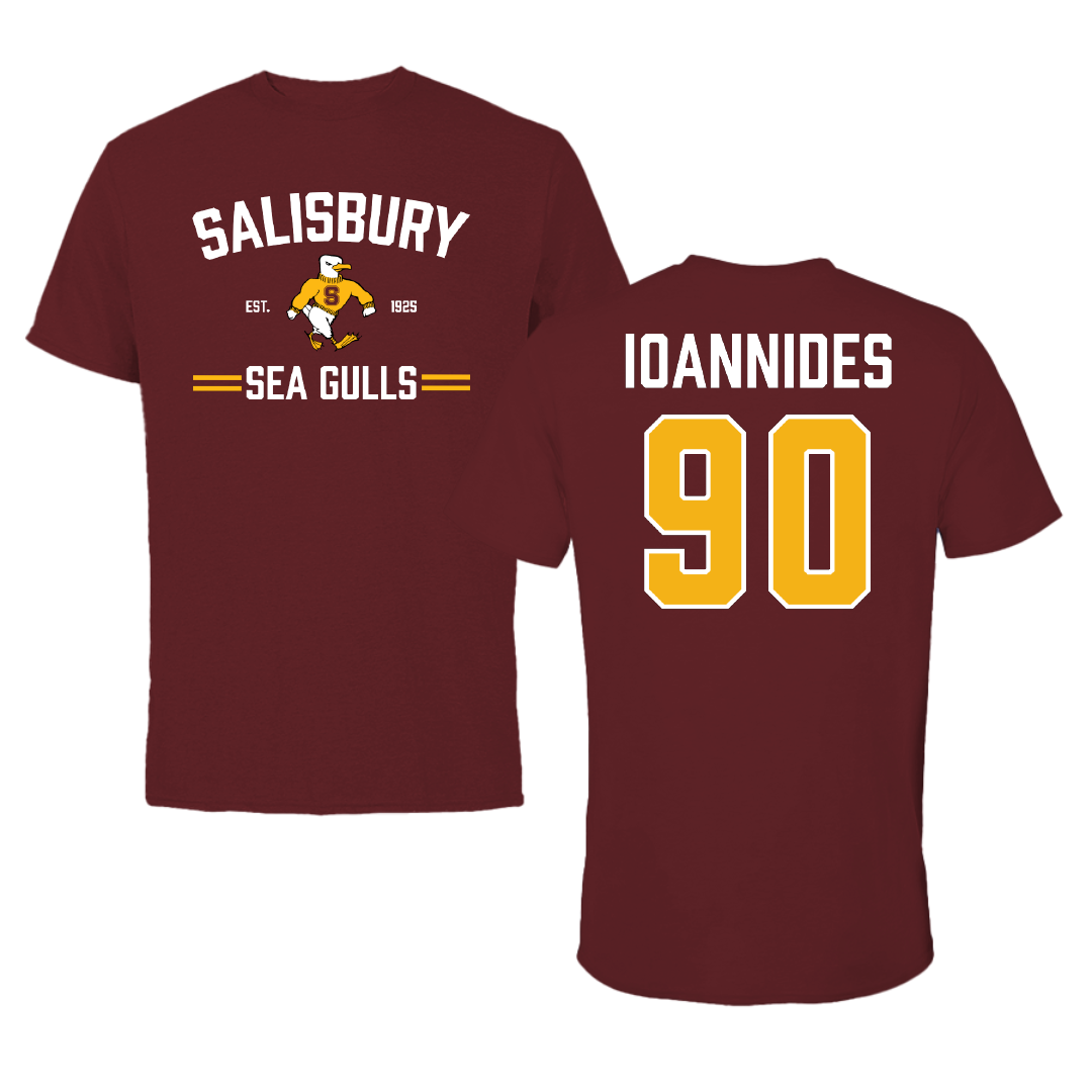 Salisbury University Football Maroon General Performance Tee - #90 Matthew Ioannides