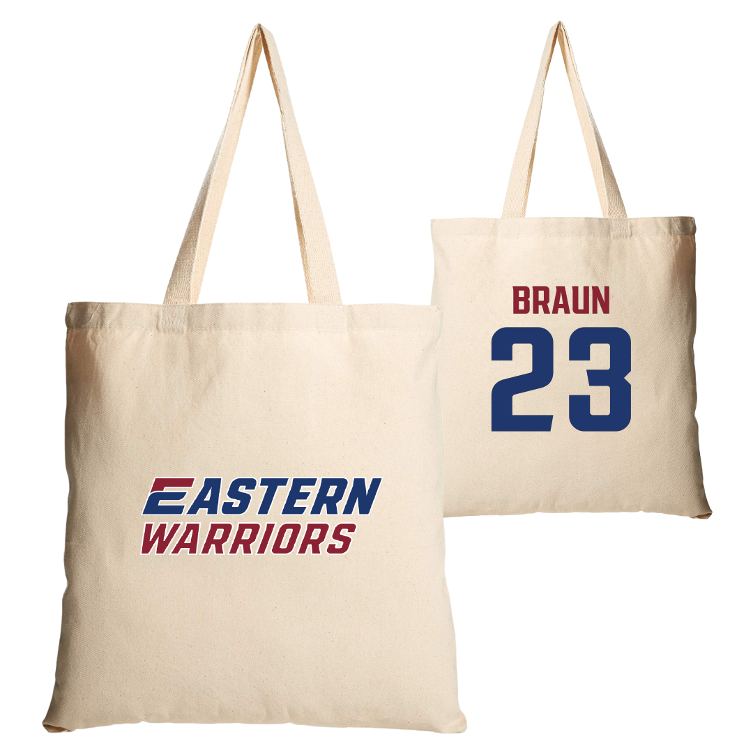 Eastern Connecticut State University Baseball Tan Canvas Tote Bag - #23 David Braun