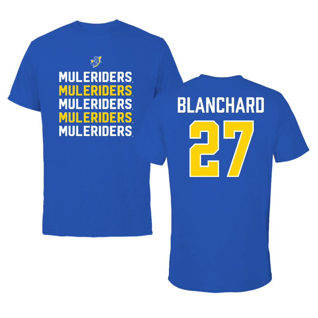 Southern Arkansas University Baseball Blue General Performance Tee - #27 Dalen Blanchard