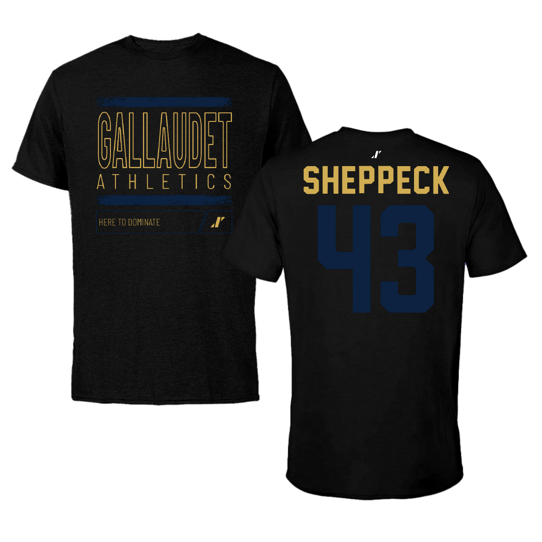 Gallaudet University Football Black Dominate Performance Tee - #43 Nathan Sheppeck