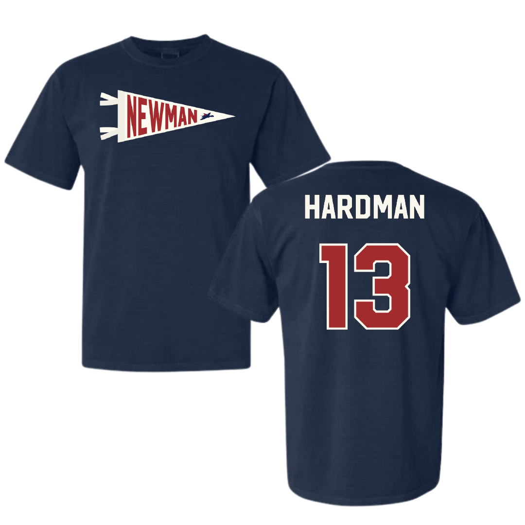 Newman University Bowling Navy Pennant Comfort Colors Tee - #13 Liam Hardman