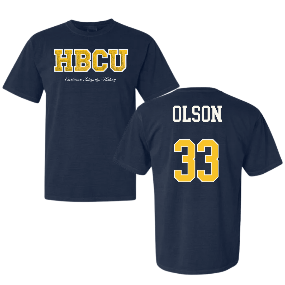 Coppin State University Baseball Navy HBCU Varsity Comfort Colors Tee - #33 Jobe Olson