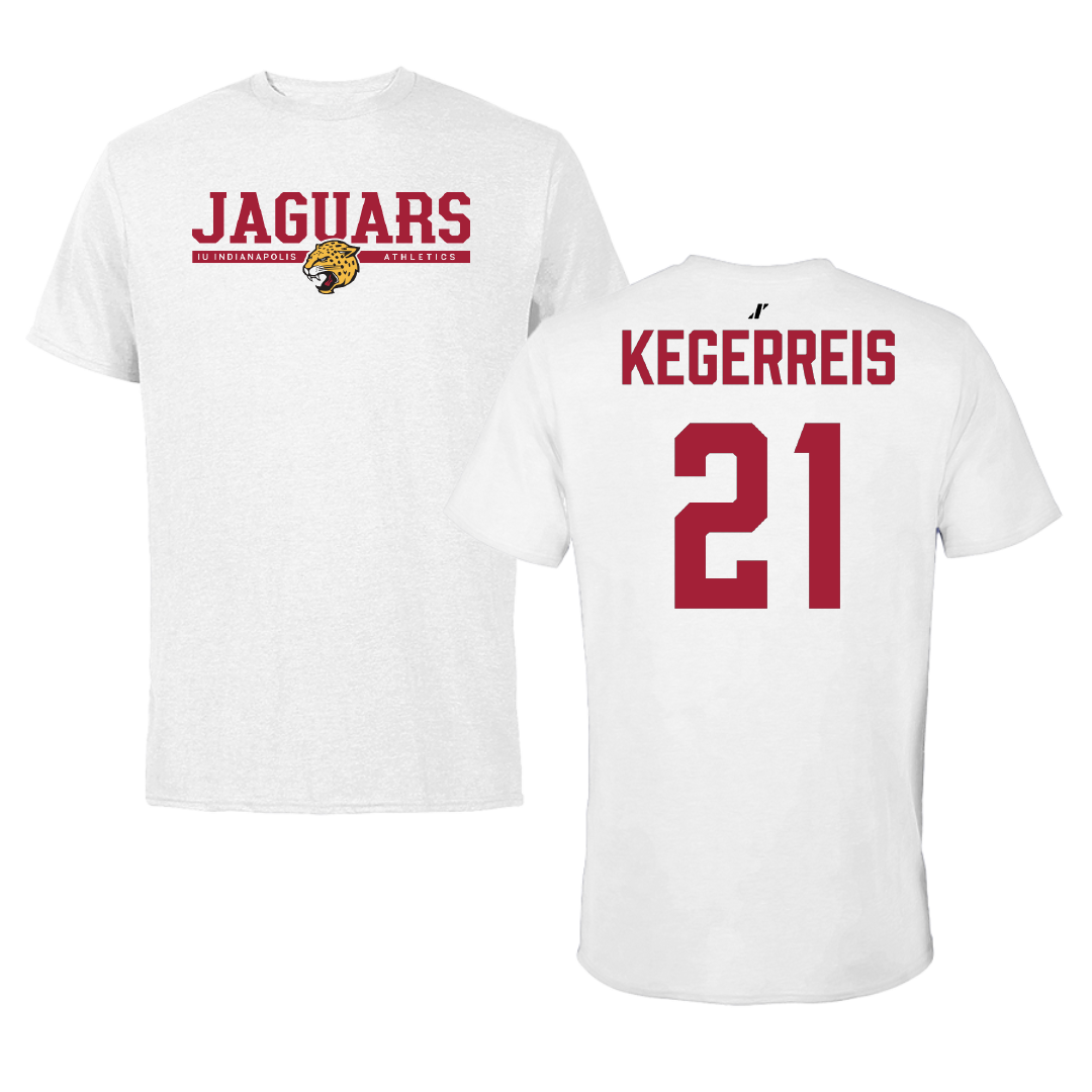 Indiana University Indianapolis Soccer White Tee - #21 Luke Kegerreis