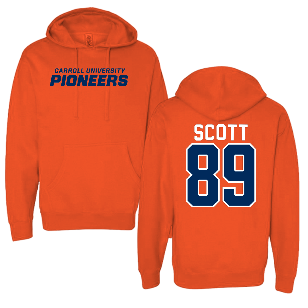Carroll University Football Orange Hoodie - #89 Lawrence Scott