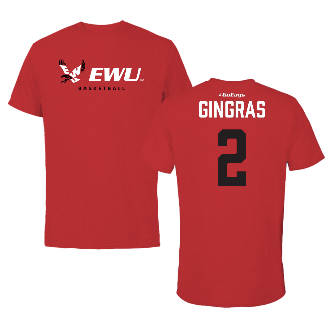 Eastern Washington University Basketball Red Block Tee - #2 Caitlin Gingras