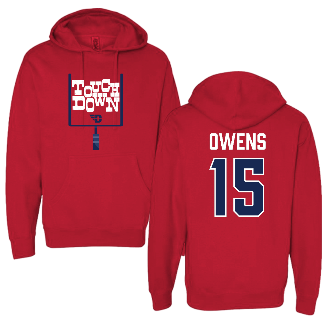 University of Dayton Football Red Touchdown Hoodie - #15 Desmond Owens