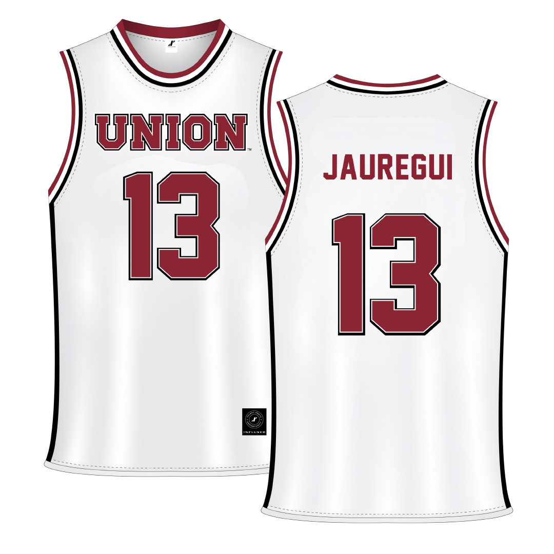Union College White Basketball Jersey - #13 Jaden Jauregui