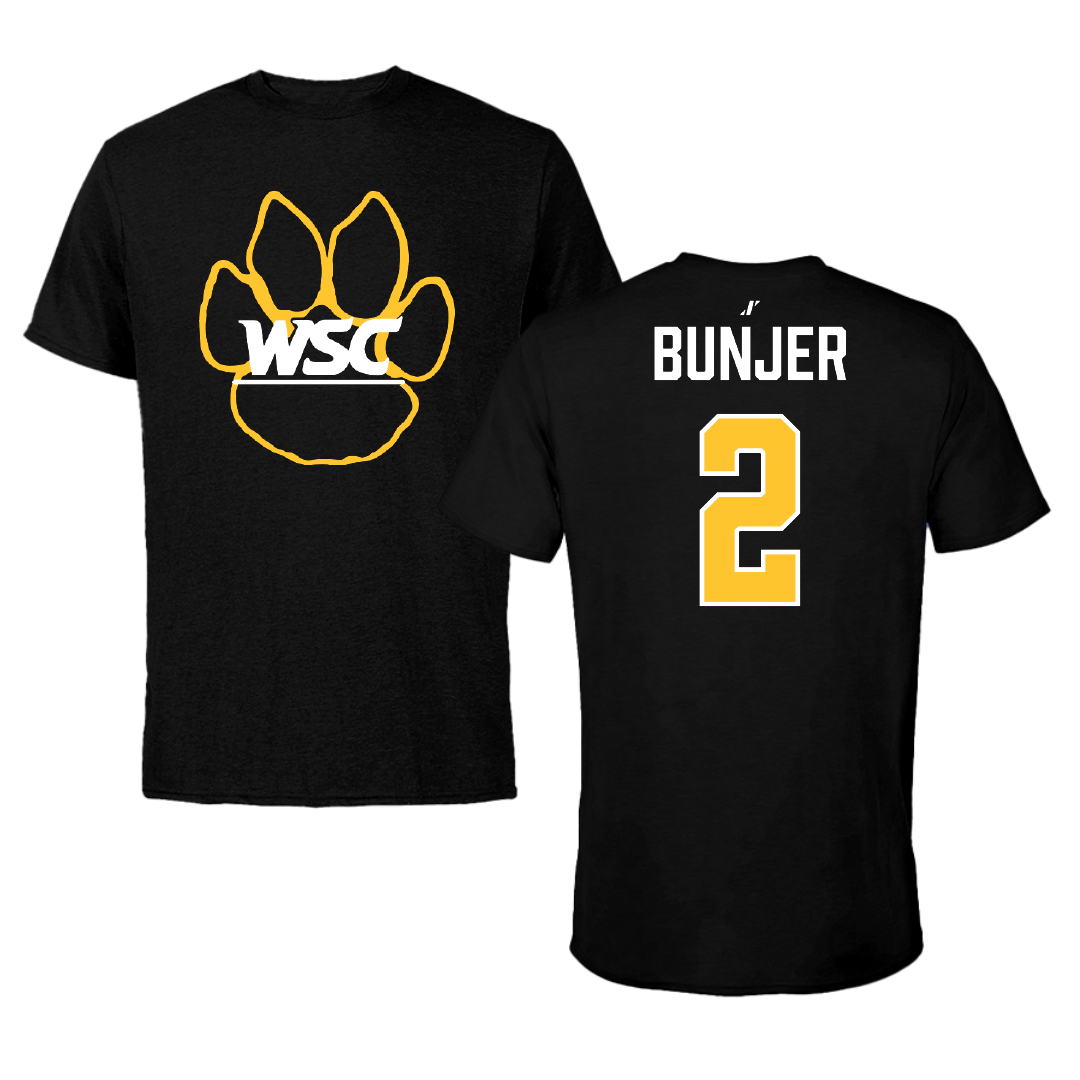 Wayne State College (Nebraska) Volleyball Black Tee - #2 Taylor Bunjer