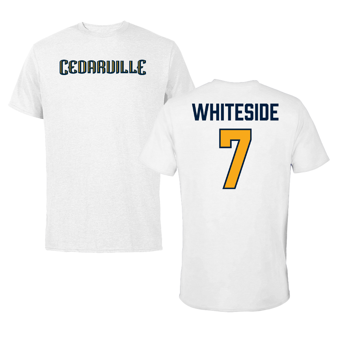 Cedarville University Basketball (M) White Performance Tee - #7 Jonathan Whiteside