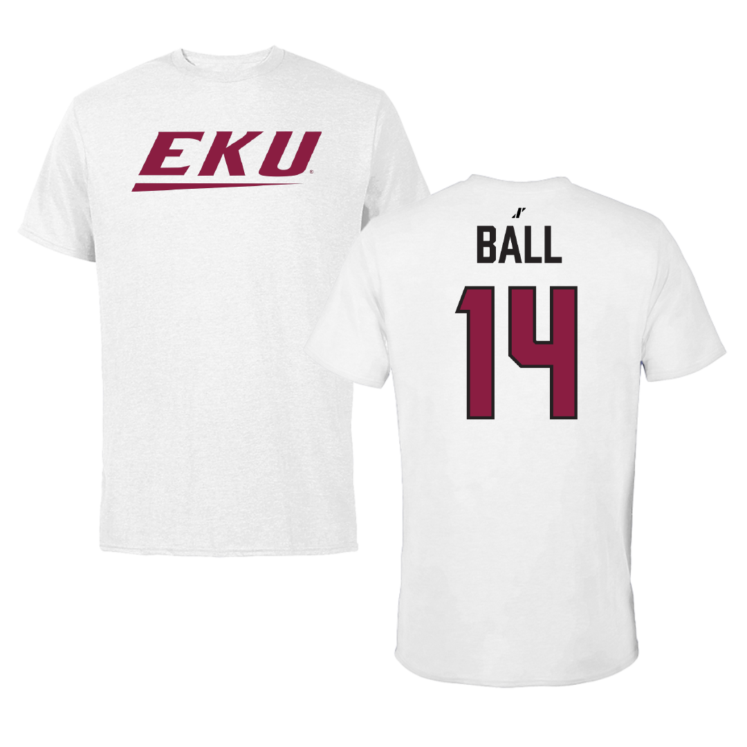 Eastern Kentucky University Basketball White Tee - #14 Austin Ball
