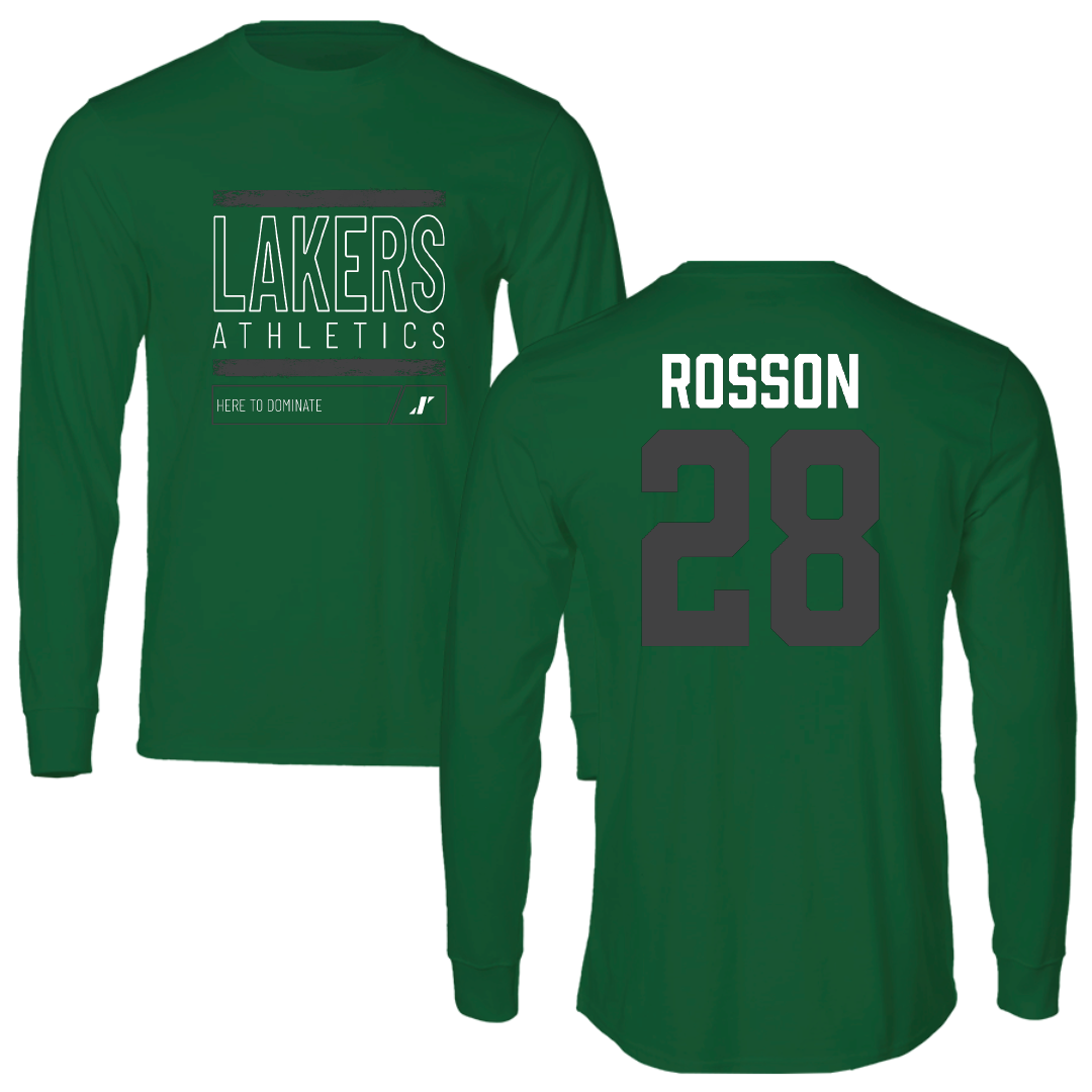 Roosevelt University Football Green Dominate Performance Long Sleeve - #28 Julian Rosson