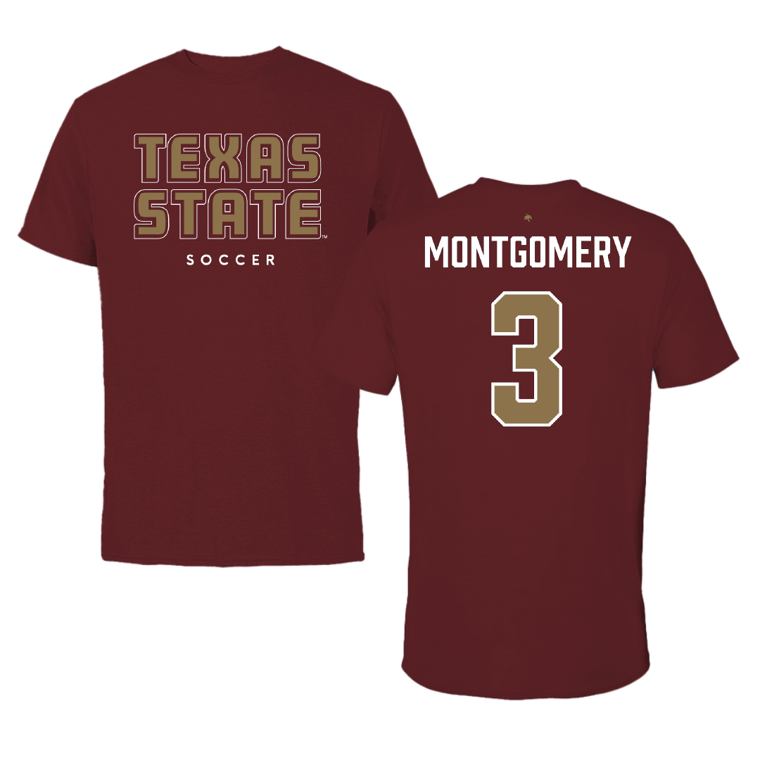 Texas State University Soccer (W) Maroon Performance Tee - #3 Alexis Montgomery