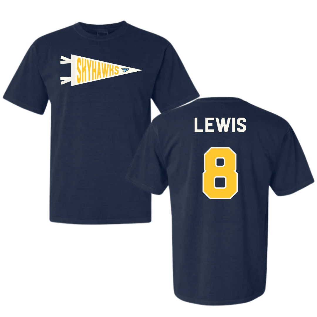 Point University Soccer Navy Pennant Comfort Colors Tee - #8 Lorelei Lewis