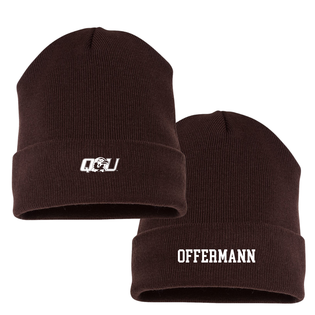Quincy University Soccer (M) Brown Beanie - #1 Jake Offermann