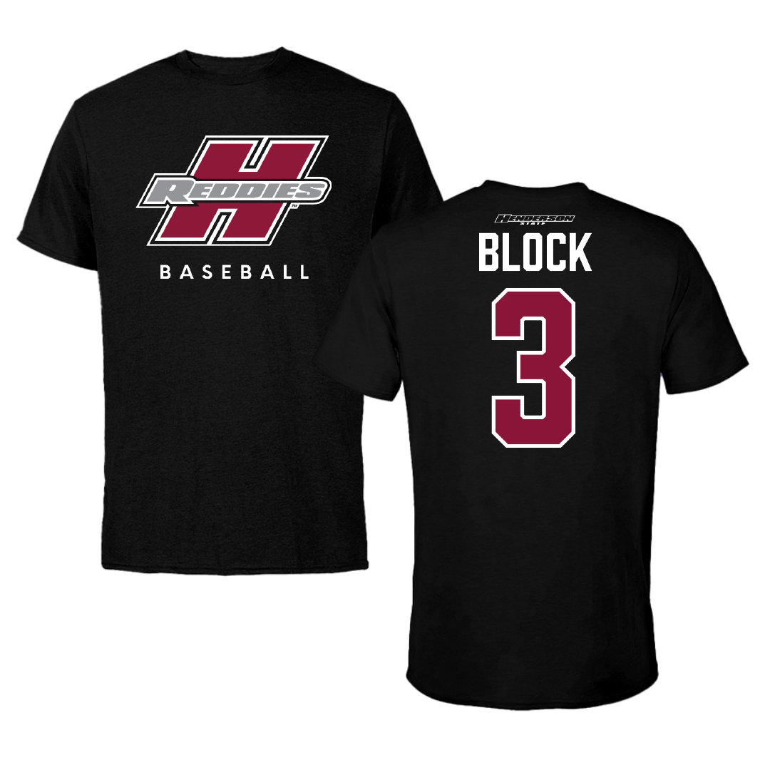 Henderson State University Baseball Black Tee - #3 Dylan Block