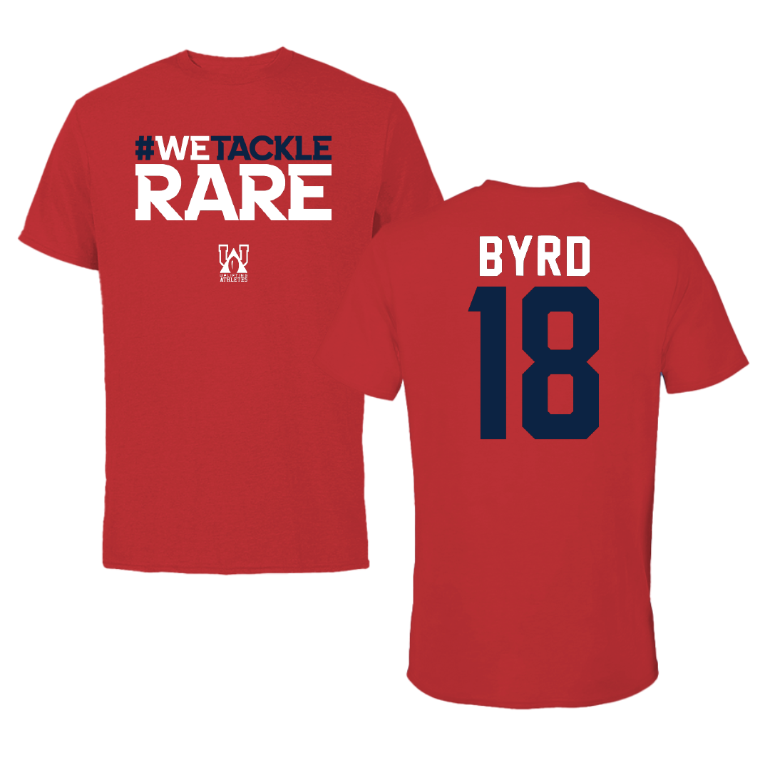 Stony Brook University Football Red Uplifting Athletes Tee - #18 Tavion Byrd