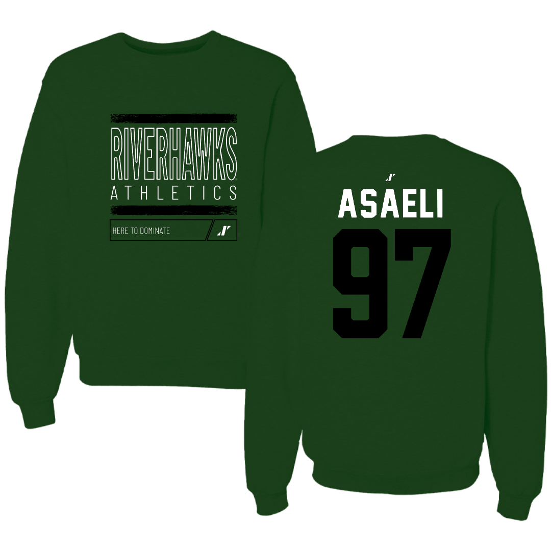 Northeastern State University Football Forest Green Dominate Crewneck - #97 Maafu Asaeli