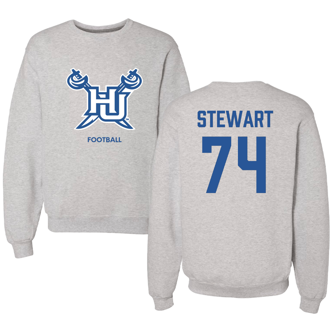 Hampton University Football Light Gray Crewneck - #74 Damaurius Stewart