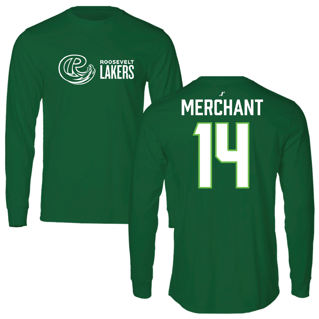 Roosevelt University Volleyball Green Performance Long Sleeve - #14 Vivienne Merchant