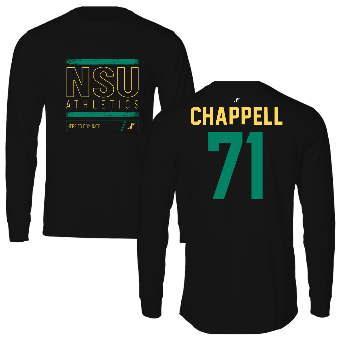 Norfolk State University Football Black Dominate Performance Long Sleeve - #71 Jayden Chappell