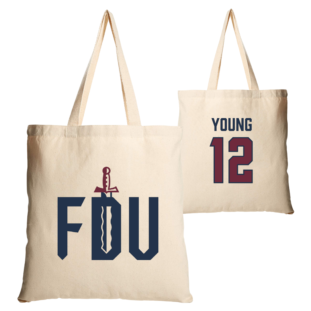 Fairleigh Dickinson University-Metropolitan Campus Volleyball Tan Canvas Tote Bag - #12 Ethan Young
