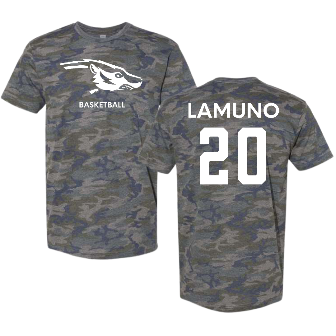 Spring Hill College Basketball (M) Vintage Camo Tee - #20 Rocco Lamuno