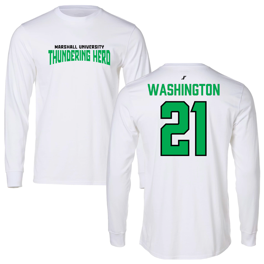 Marshall University Softball White Classic Performance Long Sleeve - #21 Kaleea Washington