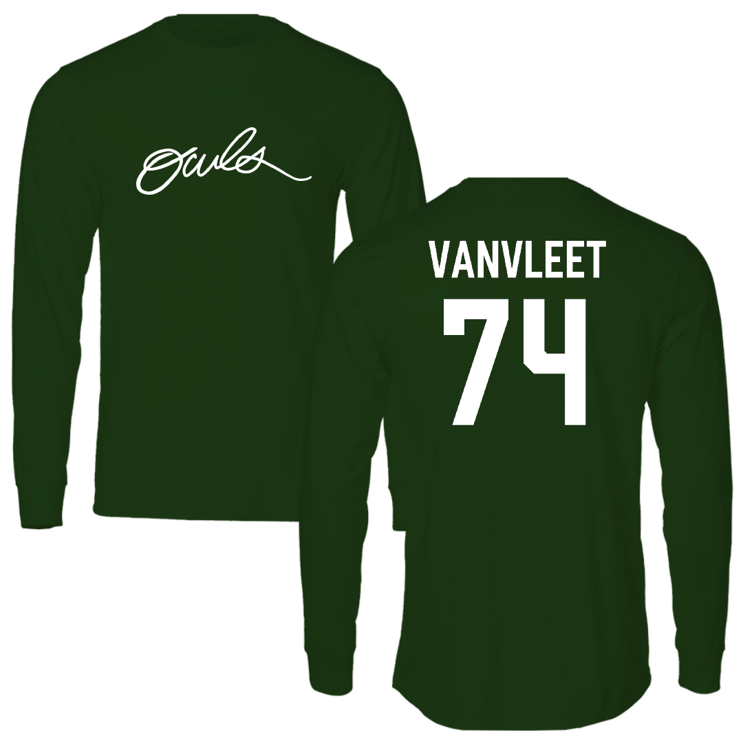 William Woods University Football Forest Green Performance Long Sleeve - #74 Kyle VanVleet