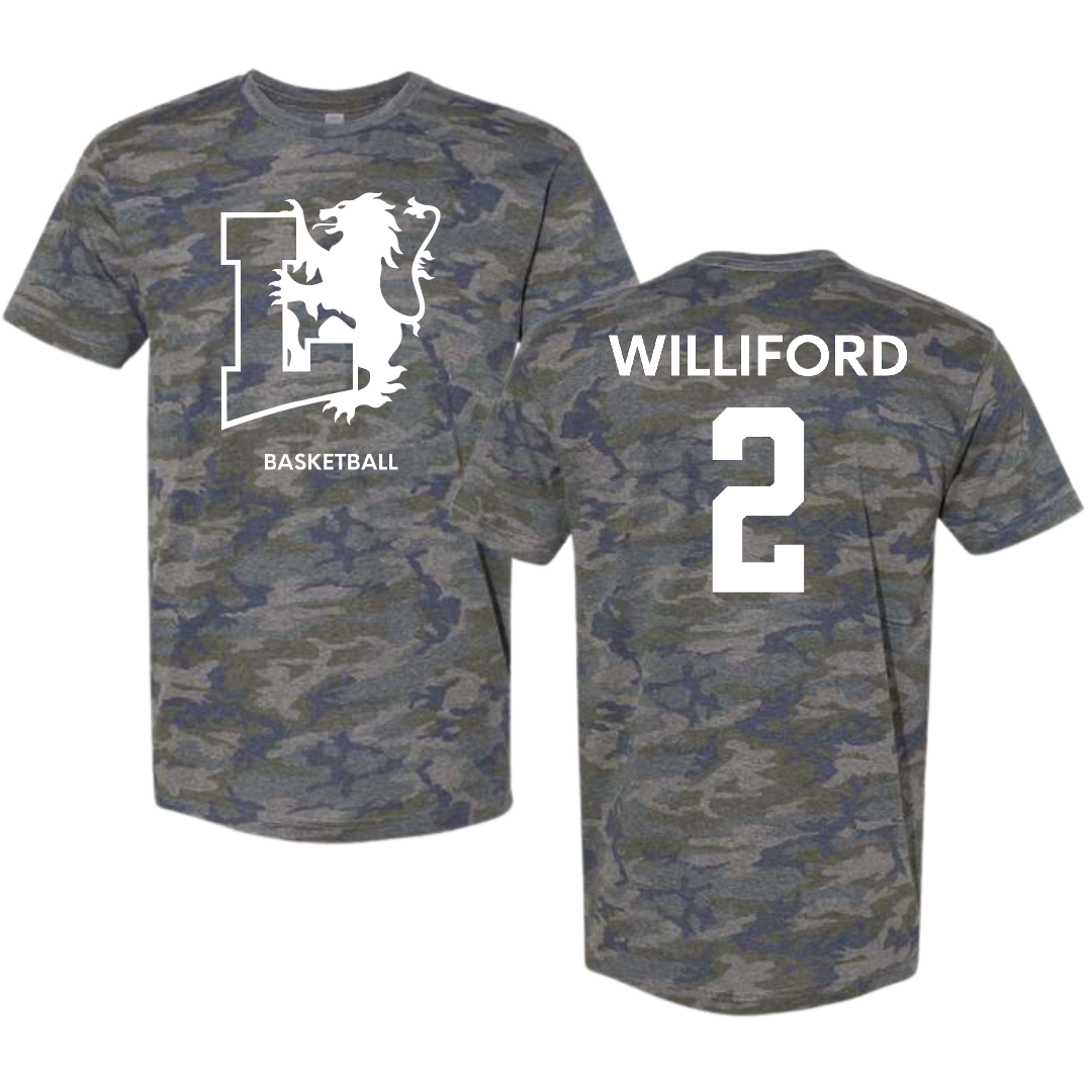 Lyon College Basketball (M) Vintage Camo Tee - #2 Cam Williford