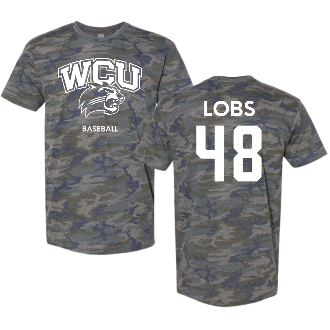 Western Carolina University Baseball Vintage Camo Tee - #48 John Lobs