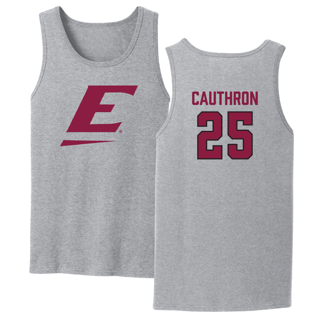 Eastern Kentucky University Baseball Sport Gray Tank Top - #25 Jackson Cauthron