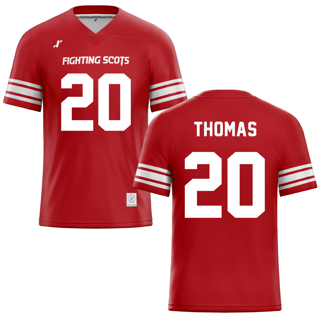 PennWest Edinboro Red Football Jersey - #20 Zidane Thomas