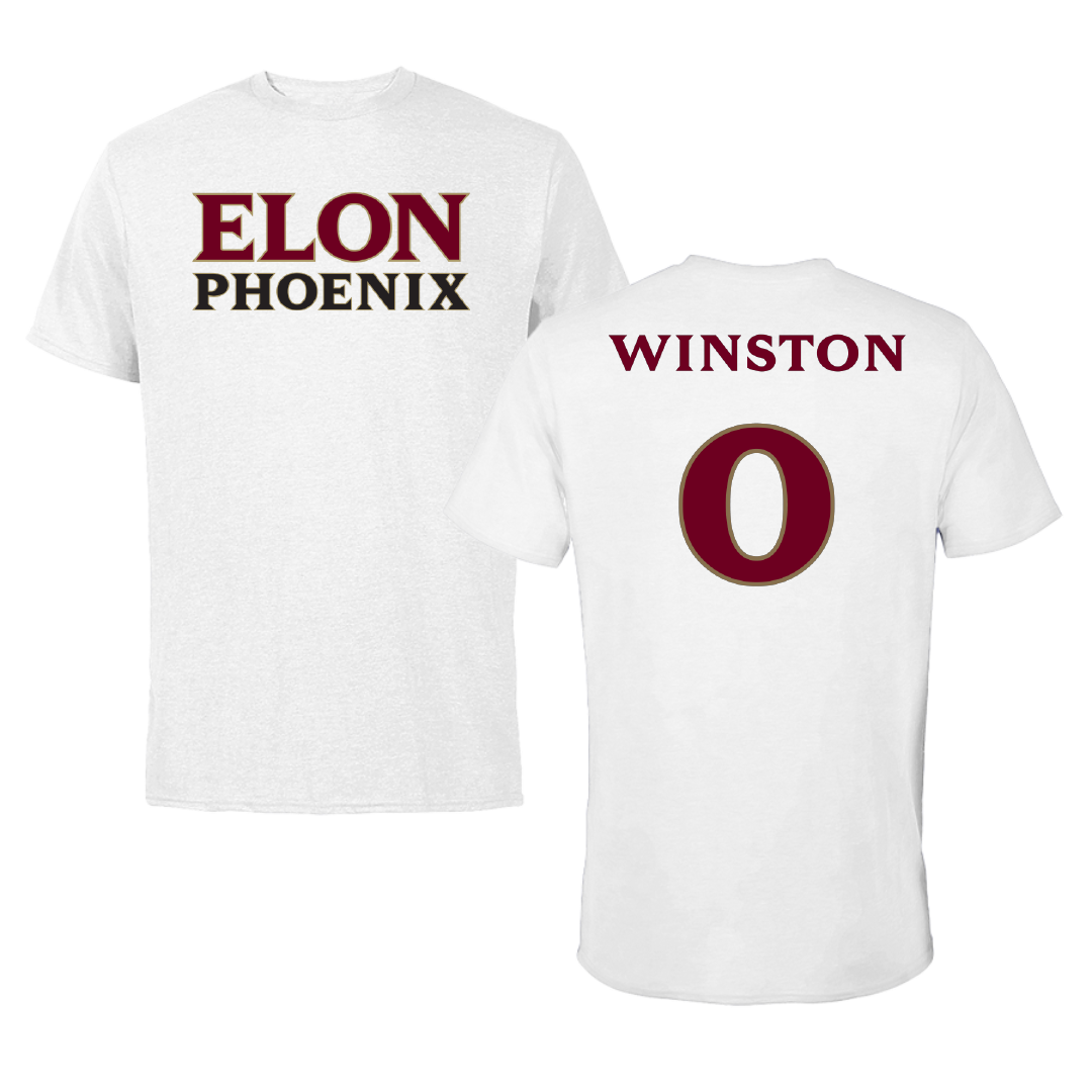 Elon University Football White Performance Tee - #0 Zimere Winston