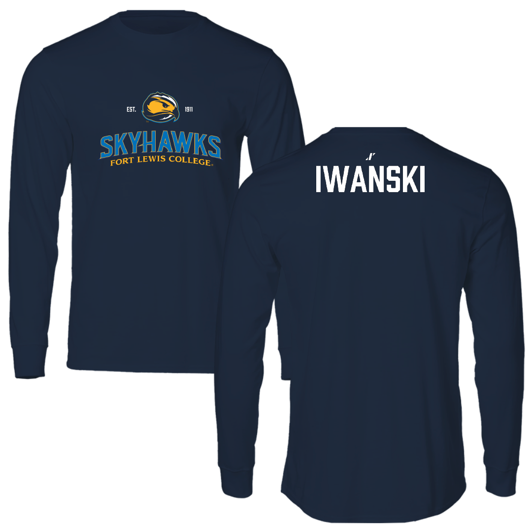 Fort Lewis College Football Navy General Performance Long Sleeve - Zander Iwanski