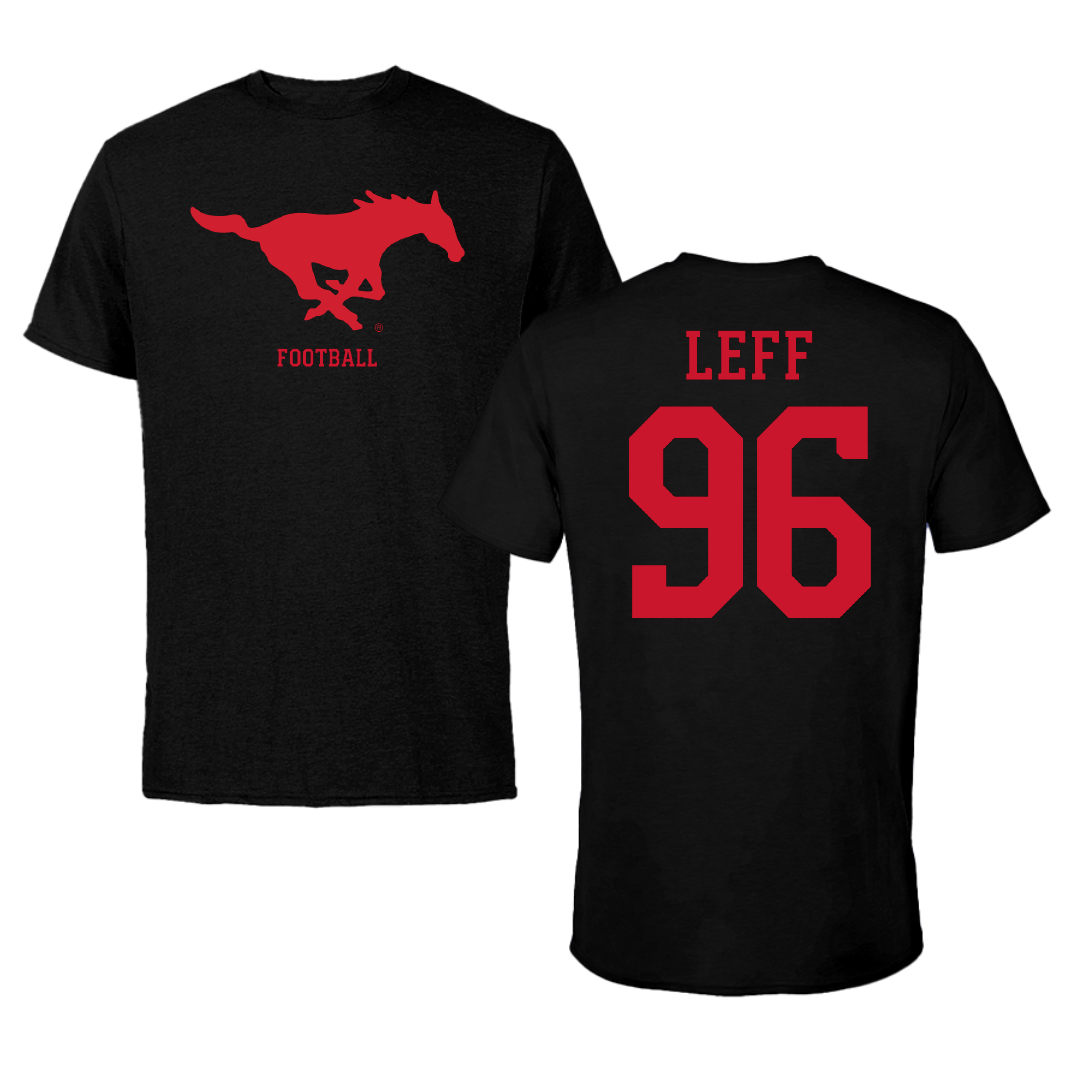 Southern Methodist University Football Black Tee - #96 Josh Leff