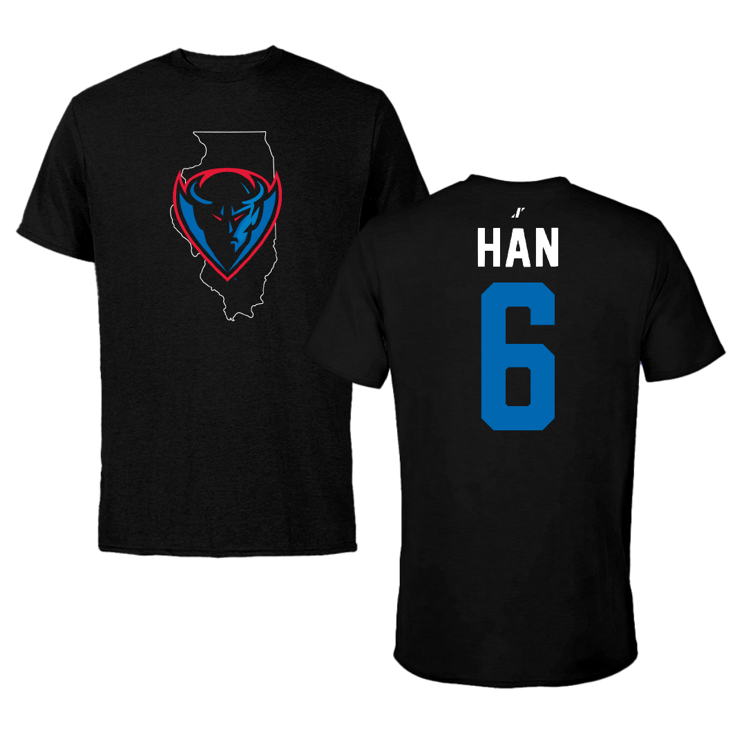 DePaul University Soccer Black State Performance Tee - #6 Joon Han