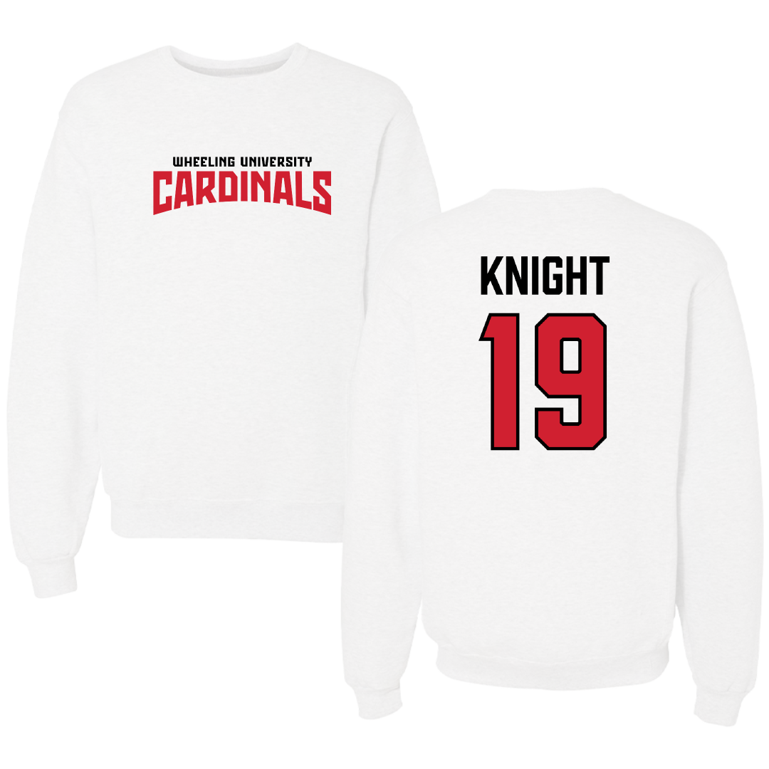 Wheeling University Football White Classic Crewneck - #19 Caden Knight