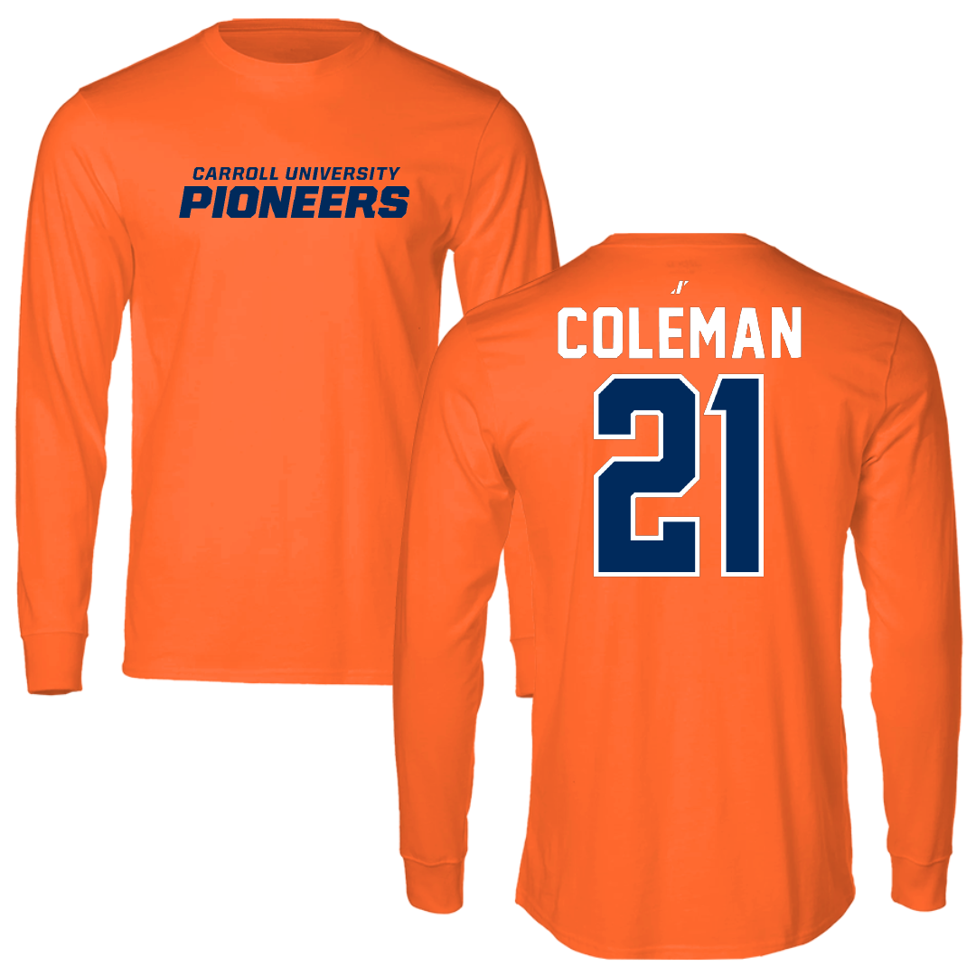 Carroll University Football Orange Long Sleeve - #21 Mikey Coleman