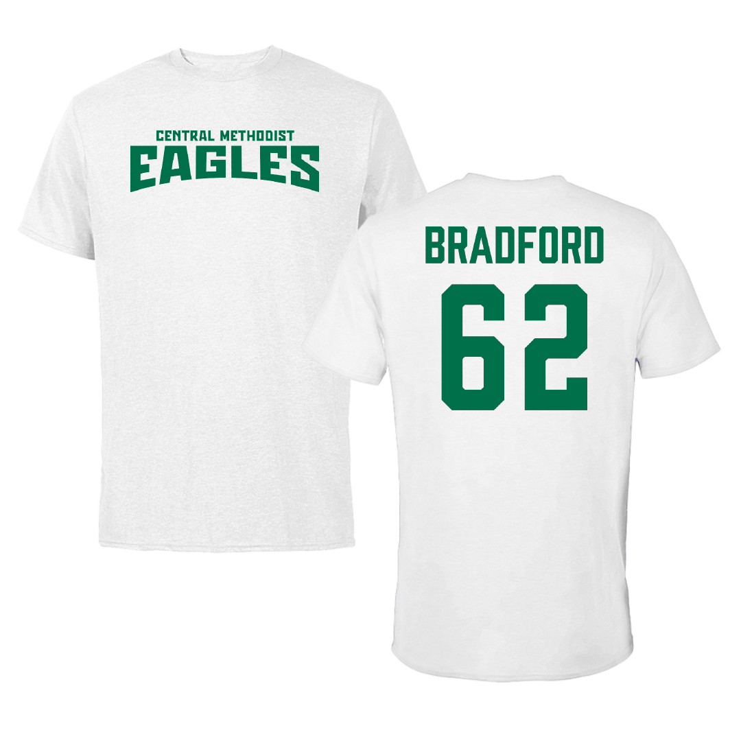 Central Methodist University Football White Classic Tee - #62 Denez Bradford
