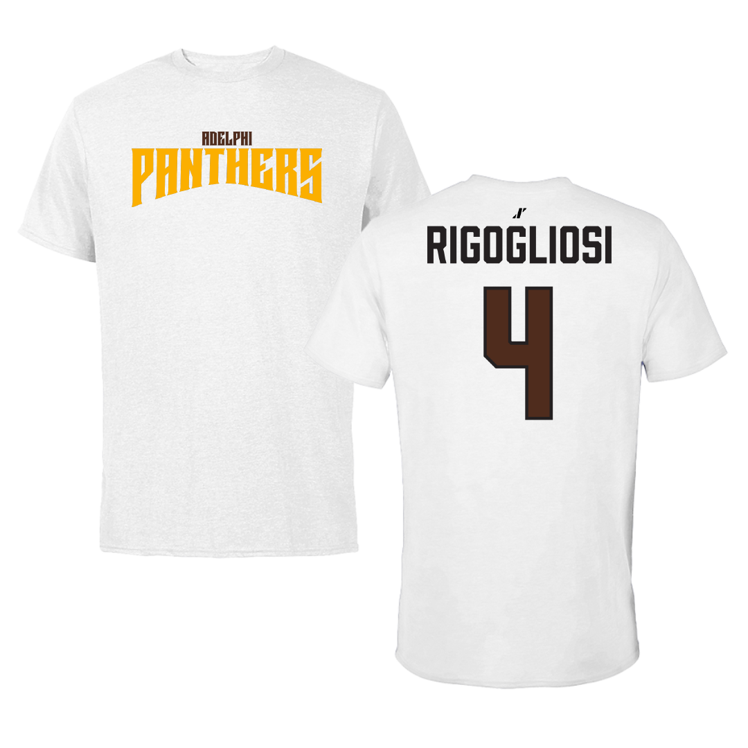 Adelphi University Baseball White Classic Performance Tee - #4 Anthony Rigogliosi