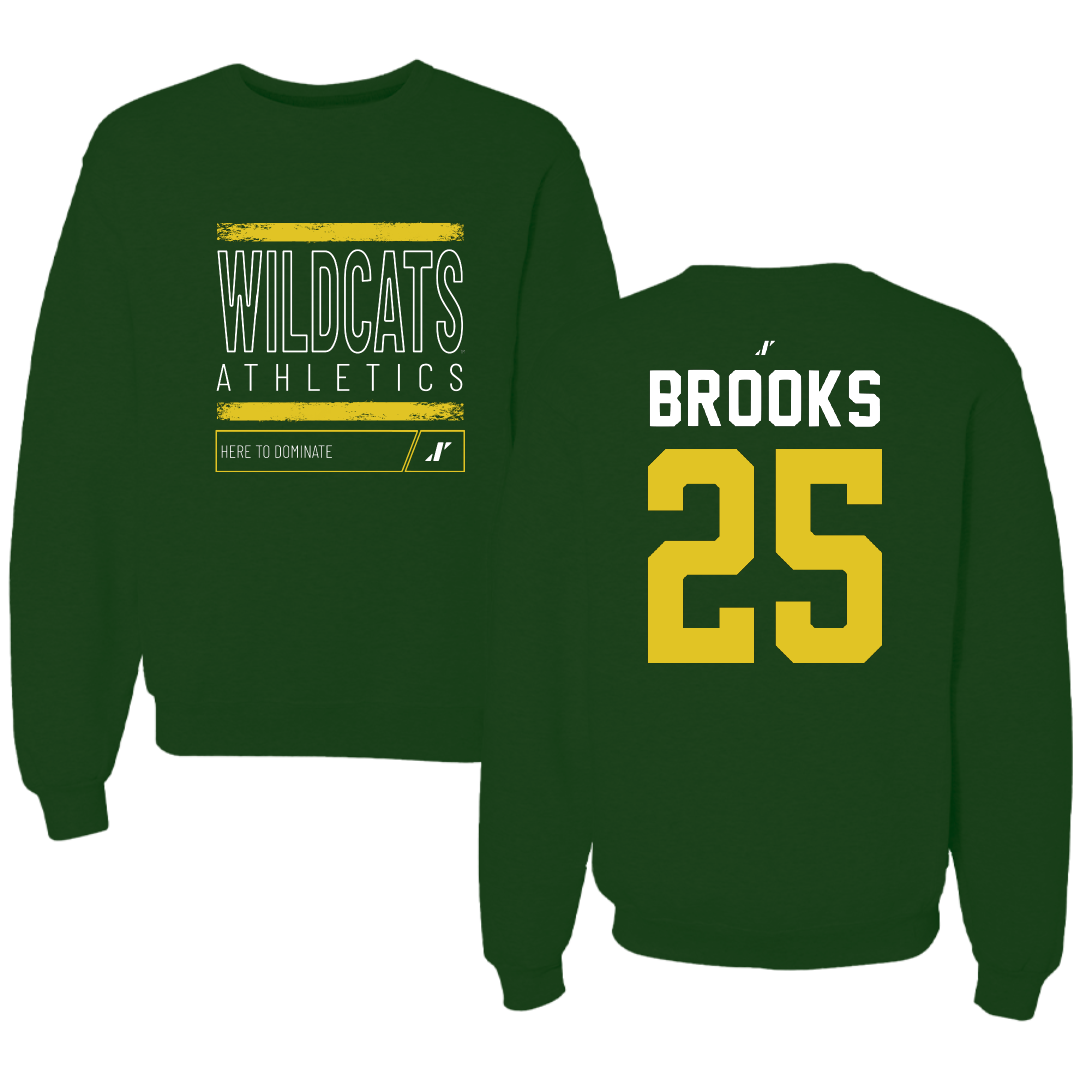 Northern Michigan University Football Forest Green Dominate Crewneck - #25 Davion Brooks