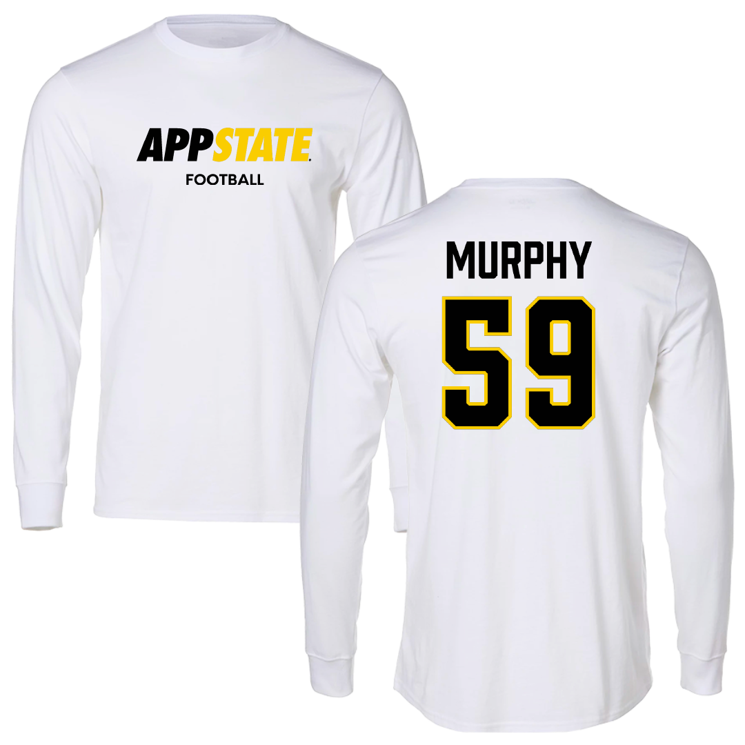 Appalachian State University Football White Block Long Sleeve - #59 Jack Murphy