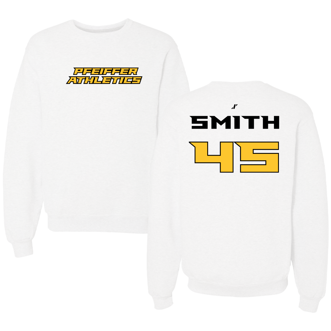 Pfeiffer University Lacrosse (M) White Crewneck - #45 Logan Smith