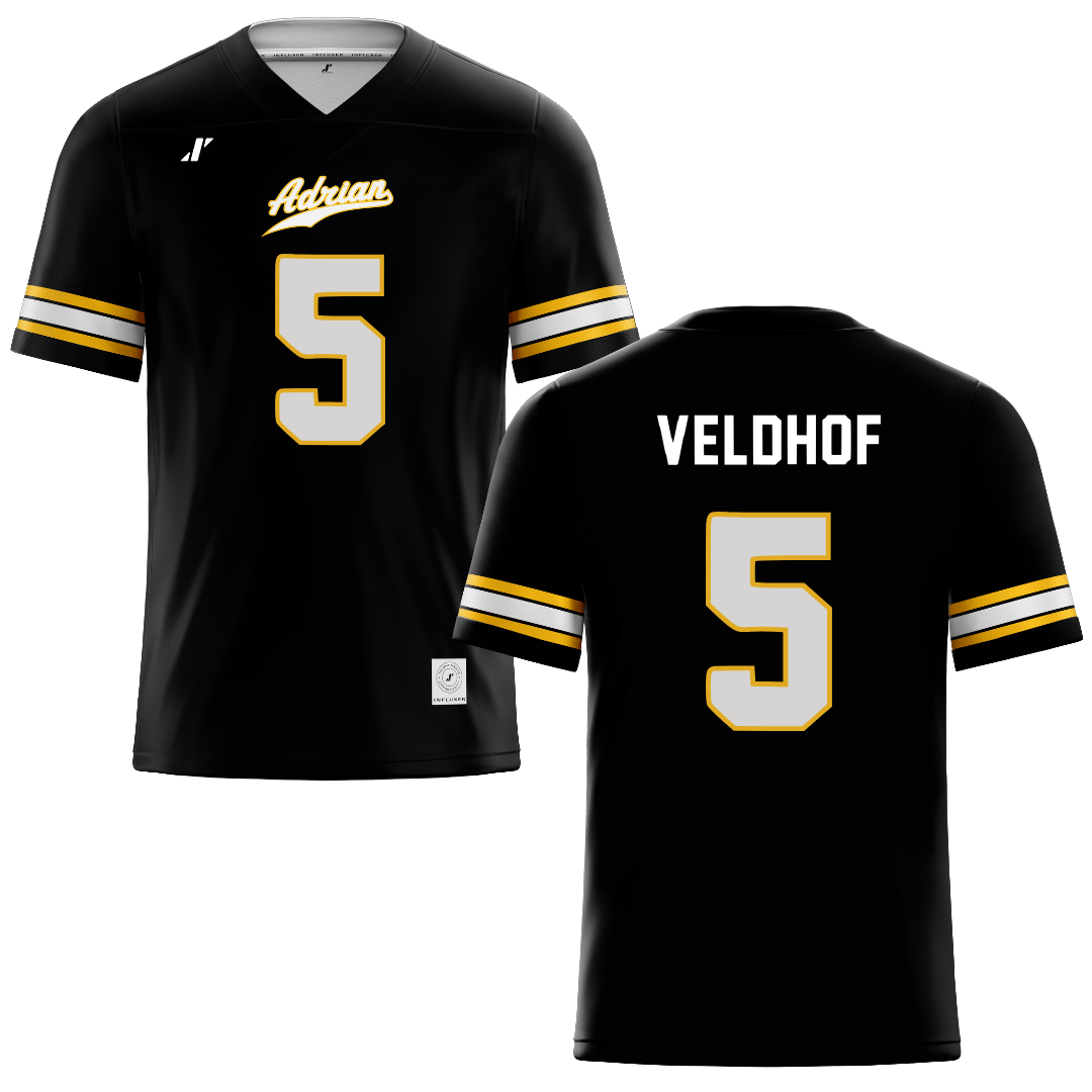 Adrian College Black Lacrosse Jersey - #5 Mark Veldhof