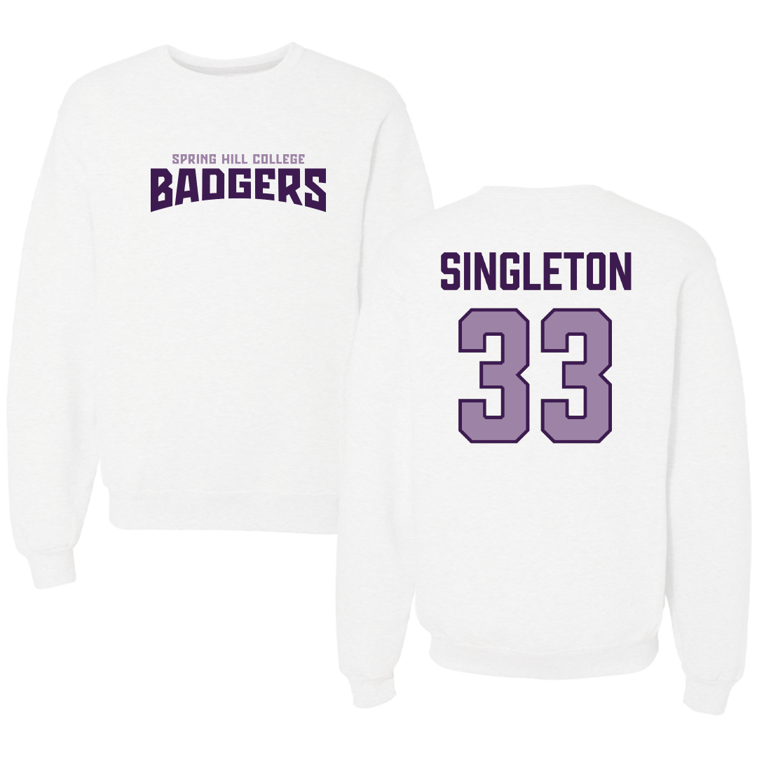 Spring Hill College Baseball White Classic Crewneck - #33 Michael Singleton